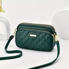 Argyle Quilted Crossbody Bag Pockets Purse Small PU Leather Shoulder Bag