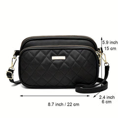 Argyle Quilted Crossbody Bag Pockets Purse Small PU Leather Shoulder Bag