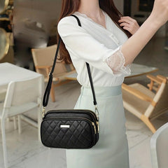 Argyle Quilted Crossbody Bag Pockets Purse Small PU Leather Shoulder Bag