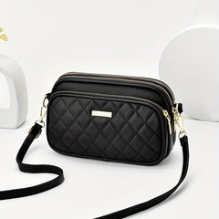 Argyle Quilted Crossbody Bag Pockets Purse Small PU Leather Shoulder Bag
