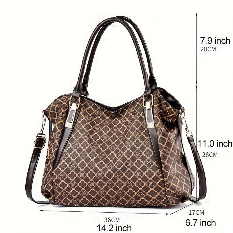 Vintage Geometric Pattern Tote Bag Classic Shoulder Bag