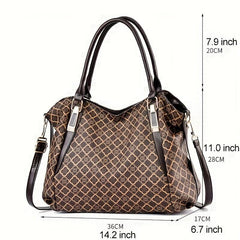 Vintage Geometric Pattern Tote Bag Classic Shoulder Bag