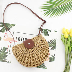 Straw Braided Shoulder Crossbody Bag for Women