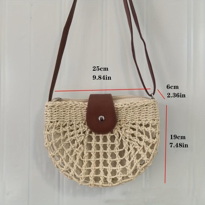 Straw Braided Shoulder Crossbody Bag for Women
