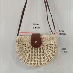 Straw Braided Shoulder Crossbody Bag for Women