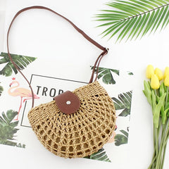 Straw Braided Shoulder Crossbody Bag for Women