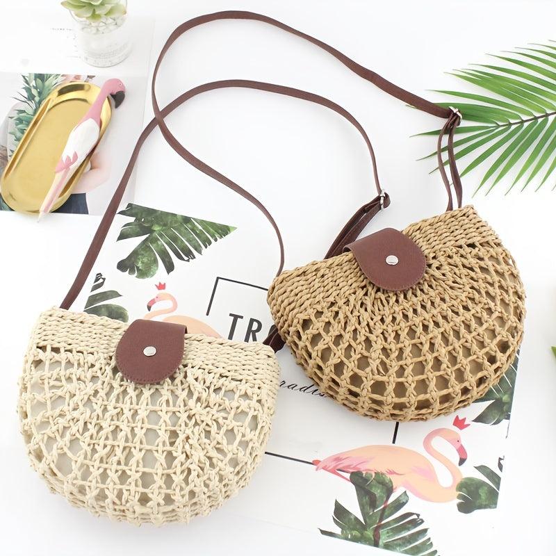 Straw Braided Shoulder Crossbody Bag for Women