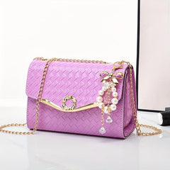 Stylish Crossbody Bag with Pearl Flap - Women's Shoulder Handbag