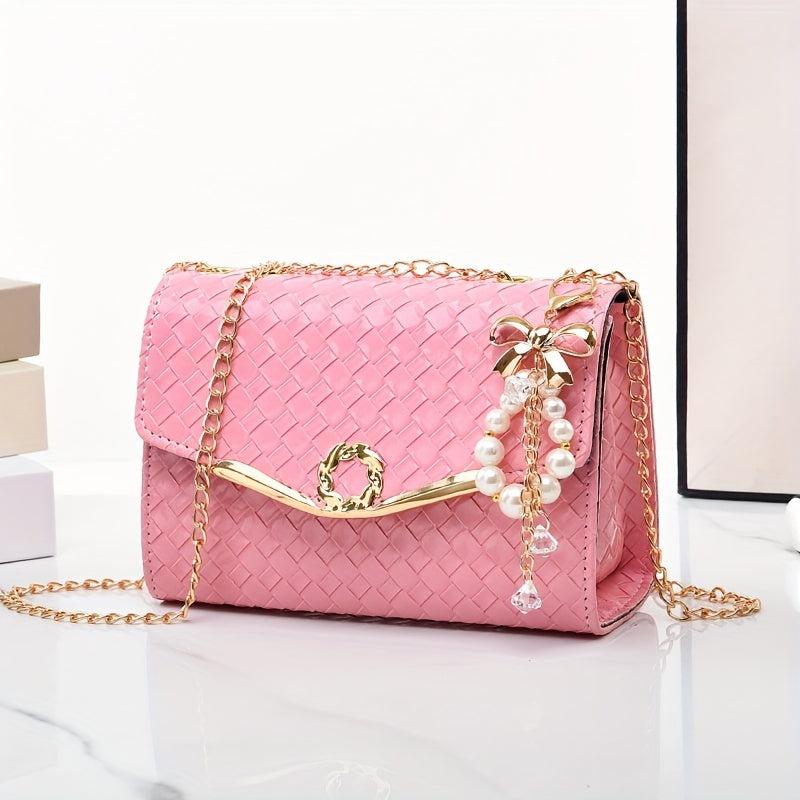 Stylish Crossbody Bag with Pearl Flap - Women's Shoulder Handbag