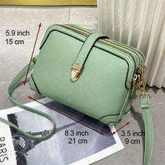 Buckle Decor Crossbody Bag Women's Zipper Clutch Purse Small Shoulder Bag