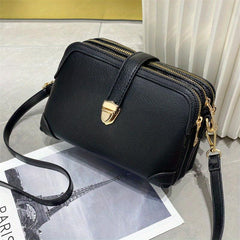 Buckle Decor Crossbody Bag Women's Zipper Clutch Purse Small Shoulder Bag