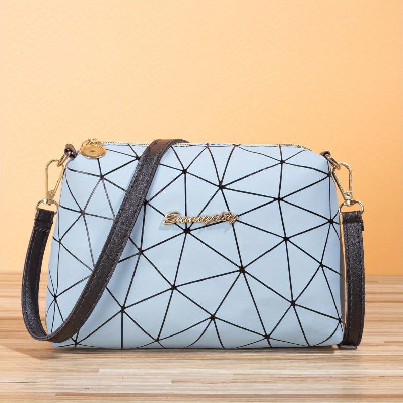 Geometric Pattern Shoulder Bag Stylish Zipper Crossbody Bag