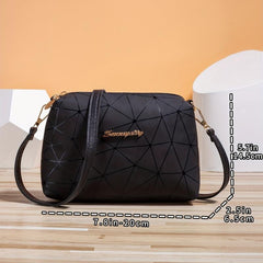 Geometric Pattern Shoulder Bag Stylish Zipper Crossbody Bag