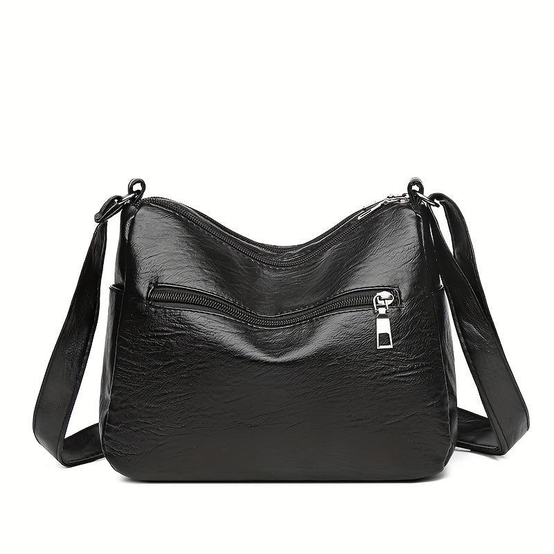 Quilted Crossbody Bag Studded PU Leather Square Shoulder Purse