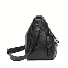 Quilted Crossbody Bag Studded PU Leather Square Shoulder Purse