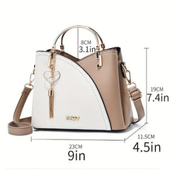 Colorblock Bucket Bag Metal Tassel Crossbody Shoulder Bag