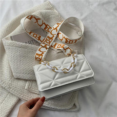 Square Flap Crossbody Bag PU Leather Textured Bag Purse