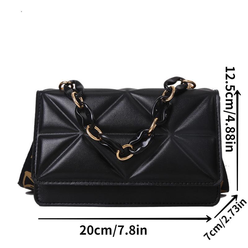 Square Flap Crossbody Bag PU Leather Textured Bag Purse