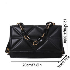 Square Flap Crossbody Bag PU Leather Textured Bag Purse