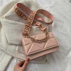 Square Flap Crossbody Bag PU Leather Textured Bag Purse