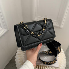 Square Flap Crossbody Bag PU Leather Textured Bag Purse