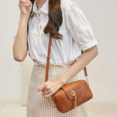Mini Embossing Crossbody Pillow Bag PU Leather Textured Bag