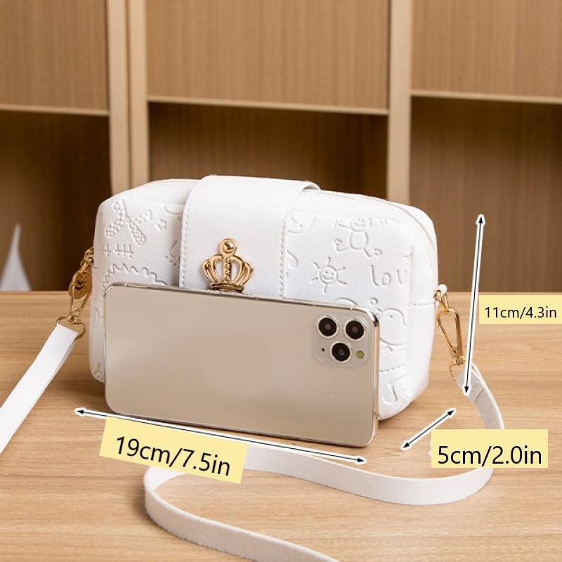 Mini Embossing Crossbody Pillow Bag PU Leather Textured Bag