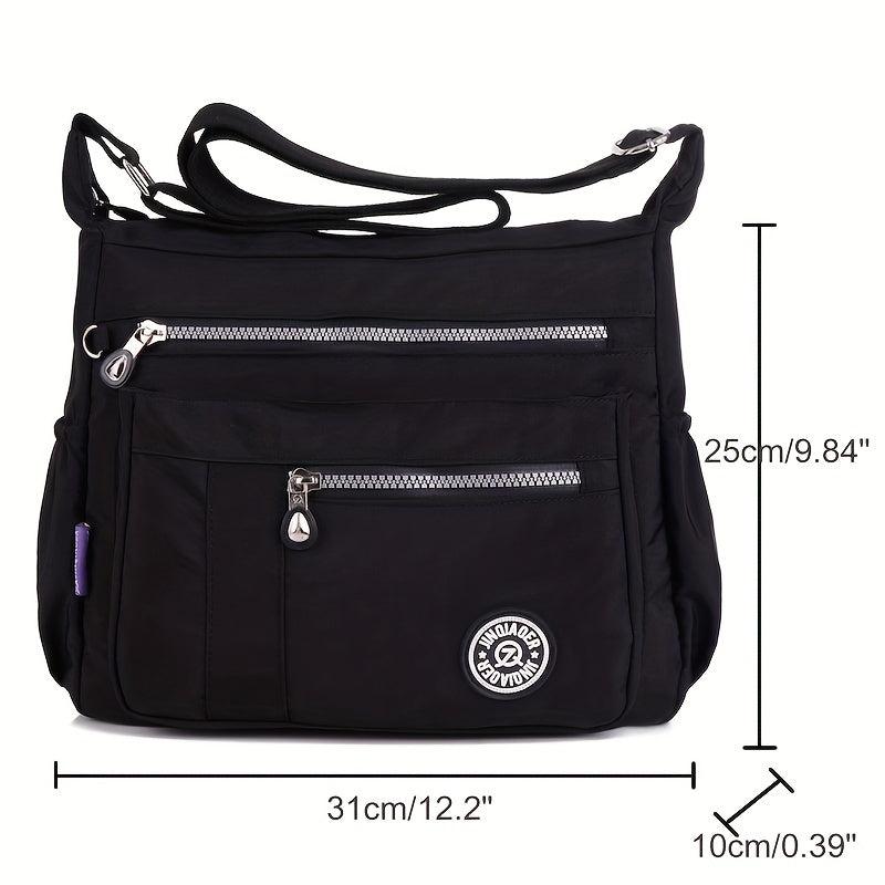 Waterproof Nylon Crossbody Bag Large Capacity Travel Bag Pockets Shoulder Purse