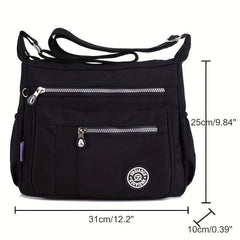 Waterproof Nylon Crossbody Bag Large Capacity Travel Bag Pockets Shoulder Purse