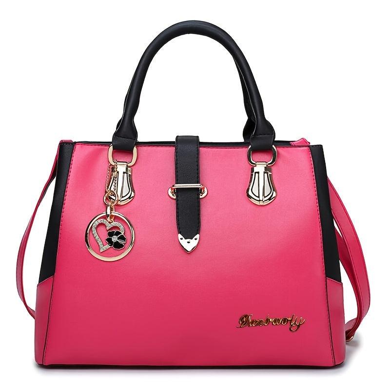 Faux Leather Shoulder Bag with Letter Detail