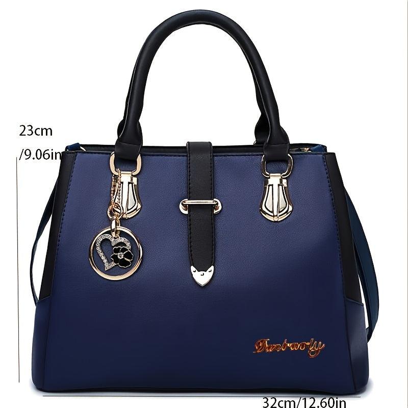 Faux Leather Shoulder Bag with Letter Detail