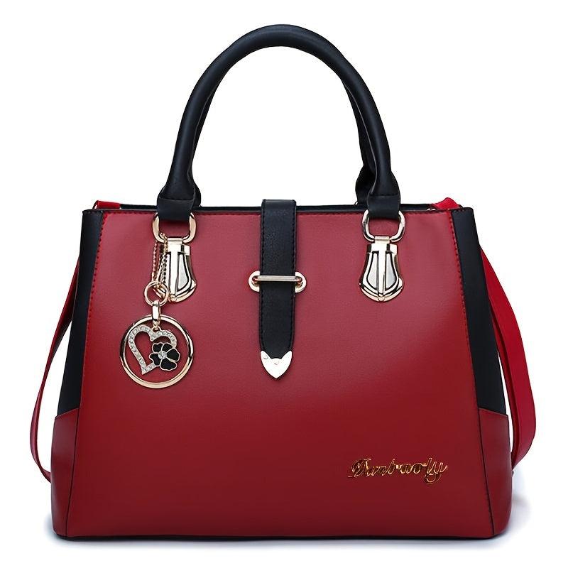 Faux Leather Shoulder Bag with Letter Detail