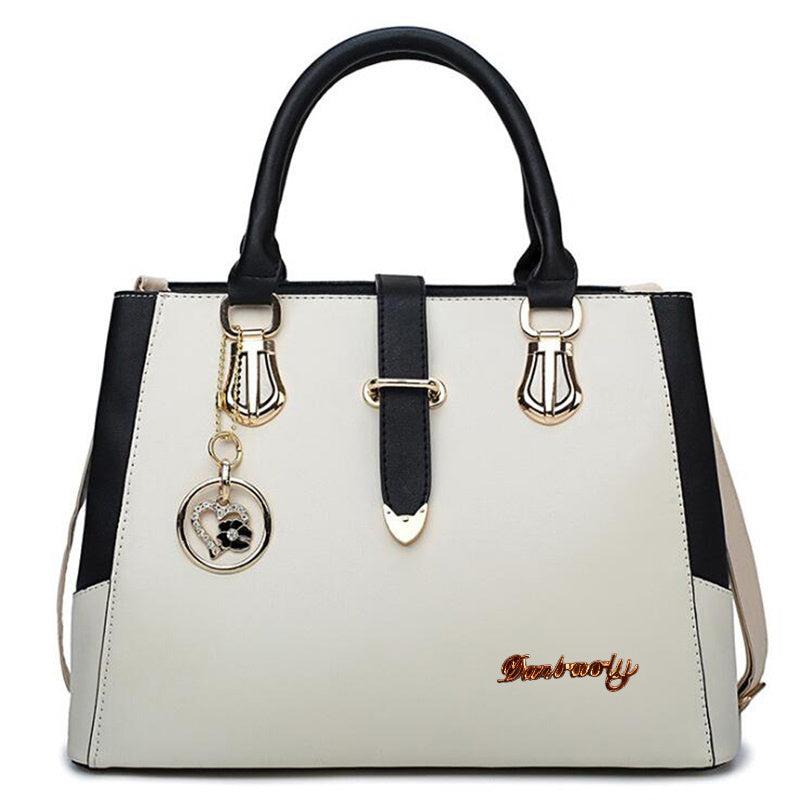 Faux Leather Shoulder Bag with Letter Detail