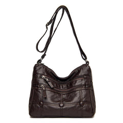 Faux Leather Shoulder Bag Women's Solid Zipper Crossbody Bag