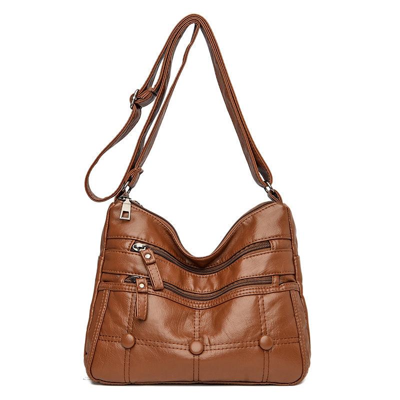 Faux Leather Shoulder Bag Women's Solid Zipper Crossbody Bag