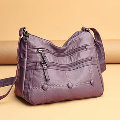 Faux Leather Shoulder Bag Women's Solid Zipper Crossbody Bag