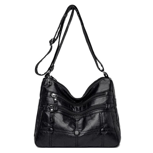 Faux Leather Shoulder Bag Women's Solid Zipper Crossbody Bag