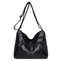 Faux Leather Shoulder Bag Women's Solid Zipper Crossbody Bag