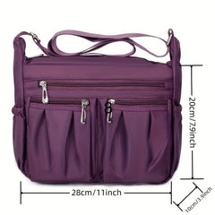 Casual Ruched Crossbody Bag Women's Purses Nylon Shoulder Bag