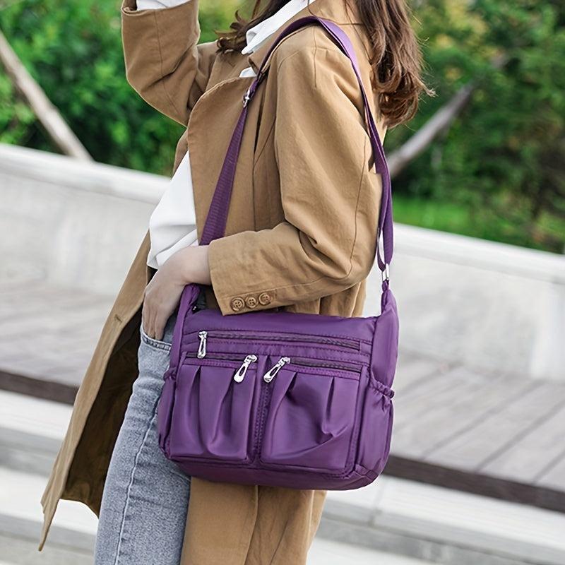 Casual Ruched Crossbody Bag Women's Purses Nylon Shoulder Bag