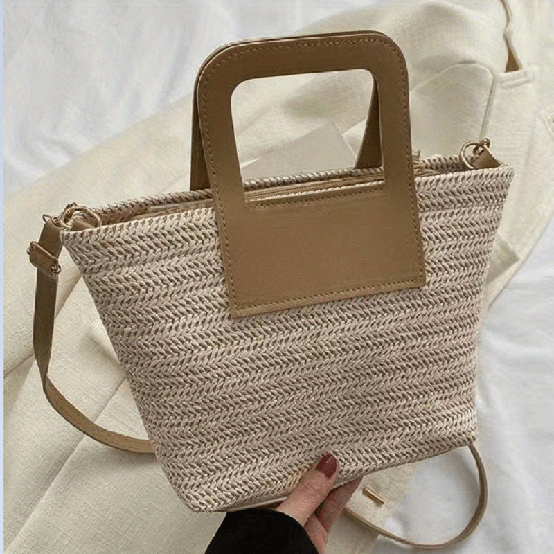 Straw Woven Crossbody Bag Boho Style Beach Bag
