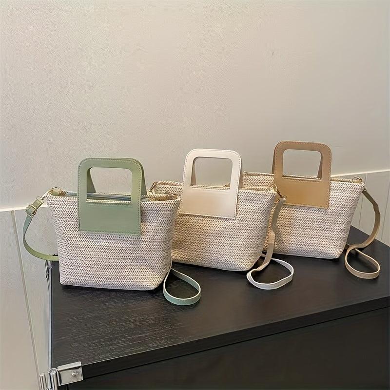 Straw Woven Crossbody Bag Boho Style Beach Bag