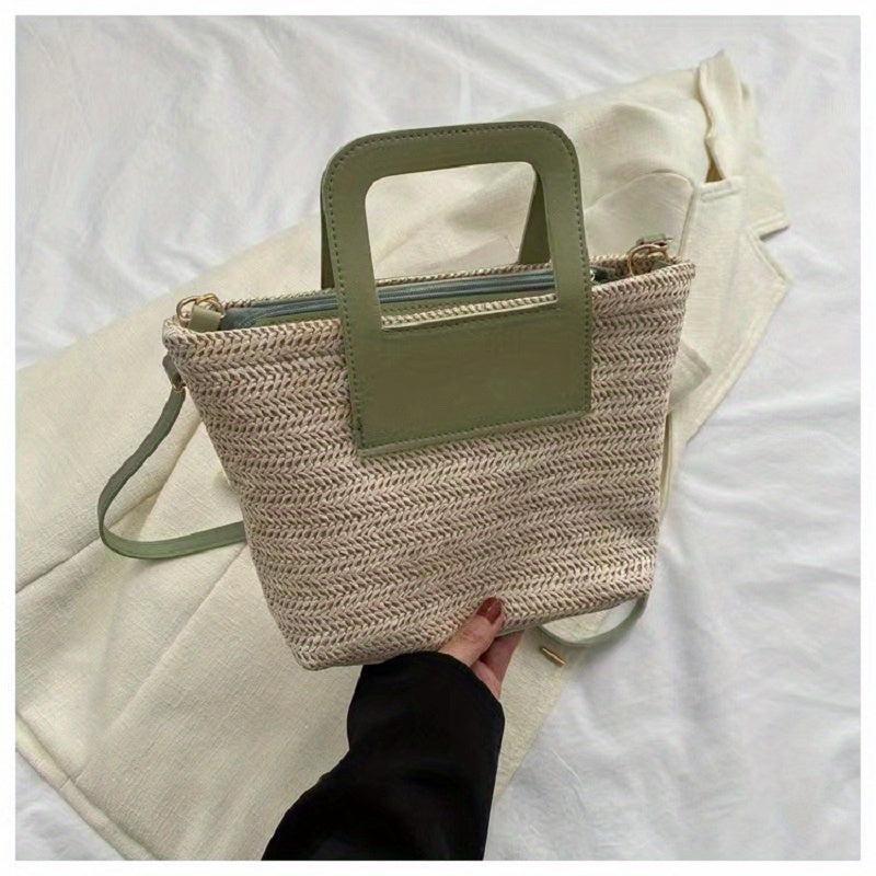 Straw Woven Crossbody Bag Boho Style Beach Bag