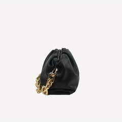Ruched Underarm Bag Thick Chain Shoulder Bag Women's PU Leather Cloud Purse