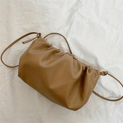 Ruched Underarm Bag Thick Chain Shoulder Bag Women's PU Leather Cloud Purse
