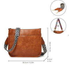 Vintage Square Shoulder Bag Solid Crossbody Bag With Wide Retro Pattern Strap