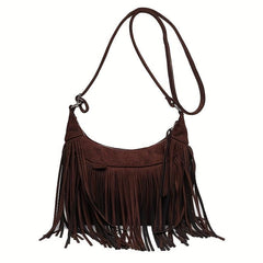 Vintage Fringe Crossbody Bag Suede Boho Style Purse