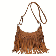 Vintage Fringe Crossbody Bag Suede Boho Style Purse