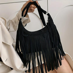 Vintage Fringe Crossbody Bag Suede Boho Style Purse