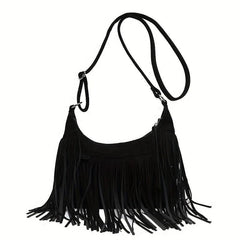 Vintage Fringe Crossbody Bag Suede Boho Style Purse